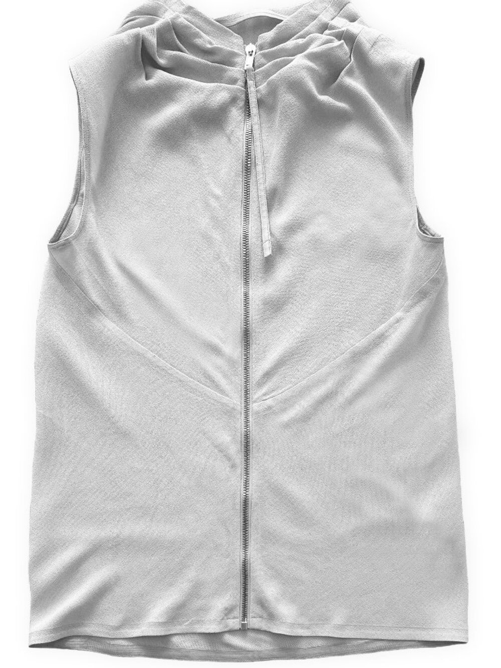 Rick Owens "Walrus" Sleeveless Zip-Front Pearl Grey Top - Picture 3 of 12